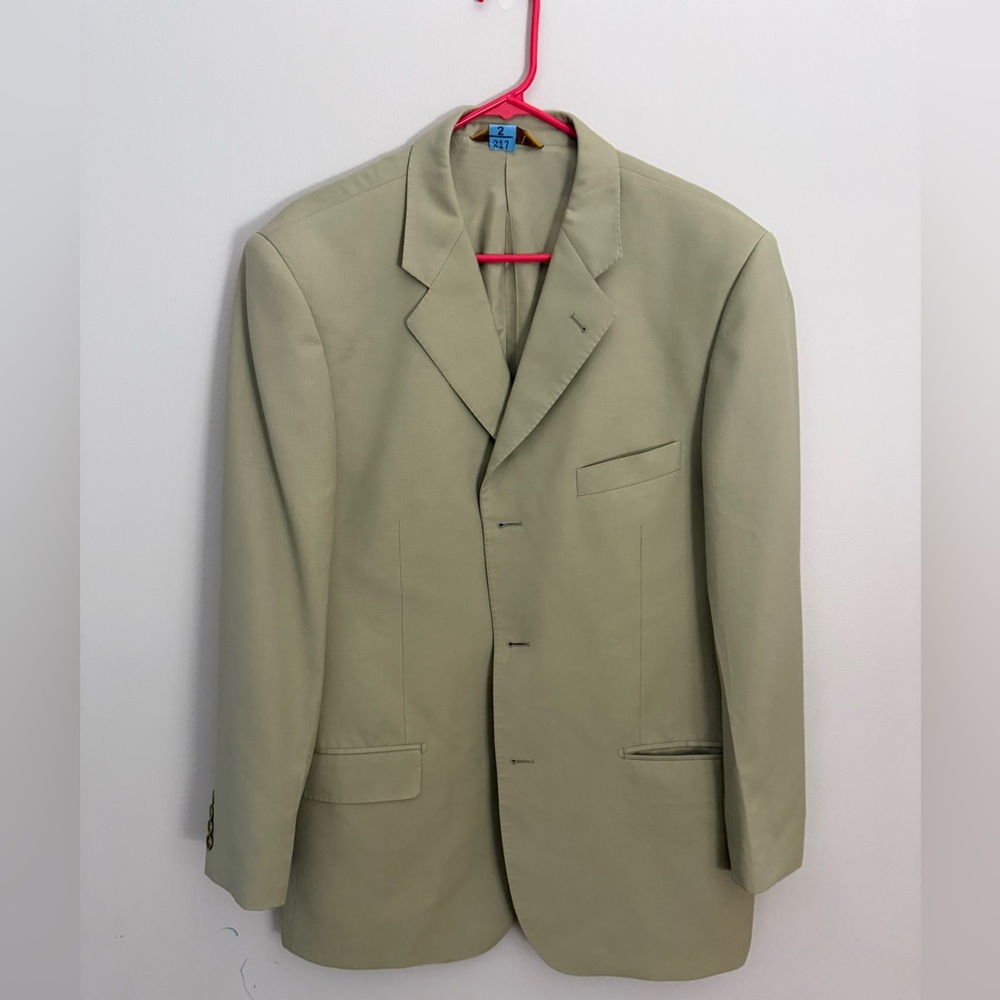 Baroni suit Jacket cream/celery 44L EUC s150s wool